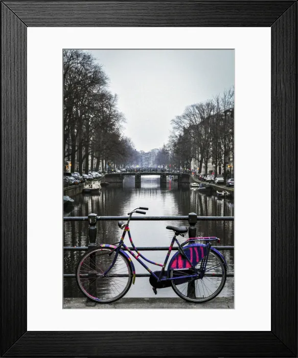 Framed Print : A Dutch Bicycle Parked on an Amsterdam Canal Bridge Framed Print : A Dutch Bicycle Parked on an Amsterdam Canal Bridge