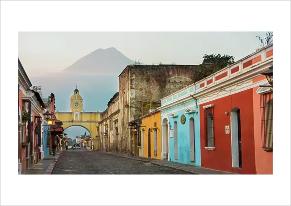 Agua Volcano and Arco de Santa Catalina (Santa Catalina Arch) in Antigua Guatemala
