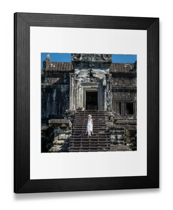 Framed Print : Visitors walk up the stairs of Angkor Wat Framed Print : Visitors walk up the stairs of Angkor Wat
