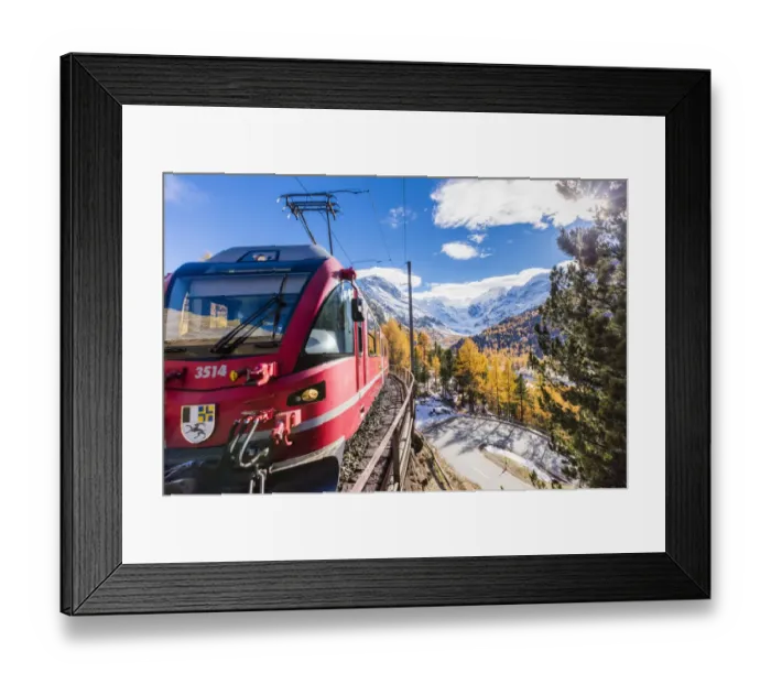 Framed Print : Bernina Express train Switzerland Framed Print : Bernina Express train Switzerland