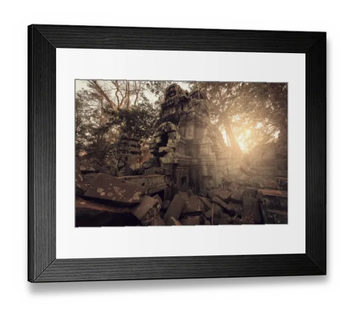 Framed Print : Banyan tree root covering Ruin prasat Ta phrom Framed Print : Banyan tree root covering Ruin prasat Ta phrom