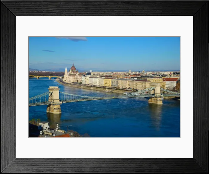 Framed Print : Panorama of Budapest, Hungary, with the Chain Bridge and the Parliament Framed Print : Panorama of Budapest, Hungary, with the Chain Bridge and the Parliament