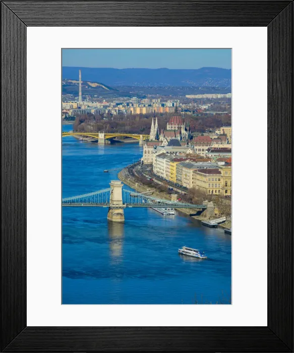 Framed Print : Panorama of Budapest, Hungary, with the Chain Bridge and the Parliament Framed Print : Panorama of Budapest, Hungary, with the Chain Bridge and the Parliament