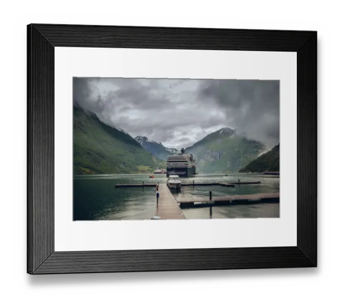Framed Print : cruice ship and boats in Geirangerfjord Framed Print : cruice ship and boats in Geirangerfjord