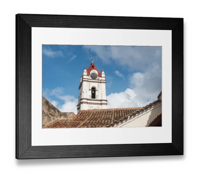 Framed Print : Catholic Church Clock Tower. Our Lady of Mercy Temple in Camaguey, Cuba