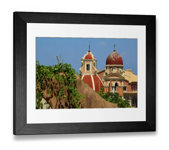 Framed Print : Church dome and belfry in Corfu town, Corfu, Greece