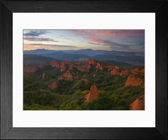 Framed Print : Panoramic view of Las MA dulas at sunset- Ponferrada- Castile and LeAon- Spain