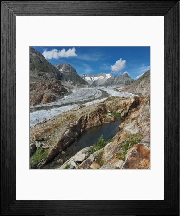 Framed Print : Aletsch Glacier With Green Lakelet On The Terminal Moraine Framed Print : Aletsch Glacier With Green Lakelet On The Terminal Moraine