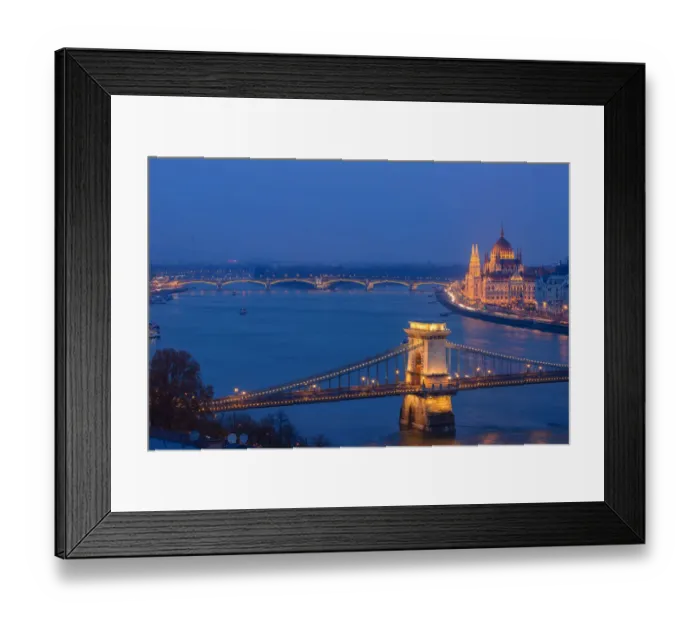 Framed Print : Panorama of Budapest, Hungary, with the Chain Bridge and the Parliament Framed Print : Panorama of Budapest, Hungary, with the Chain Bridge and the Parliament