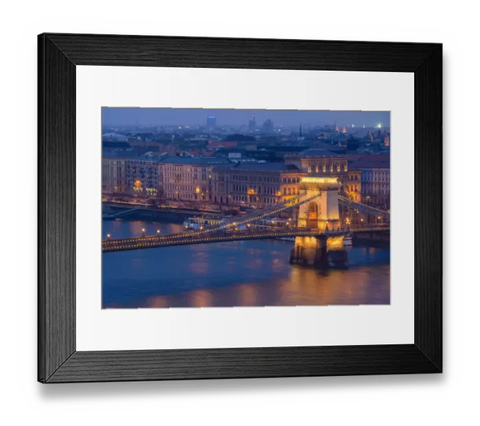 Framed Print : Panorama of Budapest, Hungary, with the Chain Bridge and the Parliament Framed Print : Panorama of Budapest, Hungary, with the Chain Bridge and the Parliament