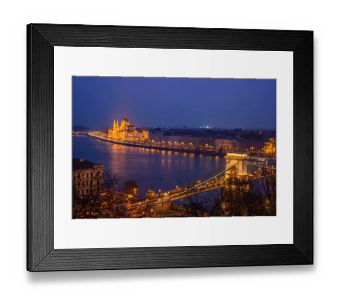 Framed Print : Panorama of Budapest, Hungary, with the Chain Bridge and the Parliament Framed Print : Panorama of Budapest, Hungary, with the Chain Bridge and the Parliament