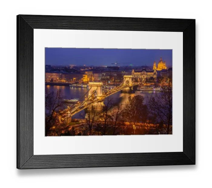 Framed Print : Panorama of Budapest, Hungary, with the Chain Bridge and the Parliament Framed Print : Panorama of Budapest, Hungary, with the Chain Bridge and the Parliament