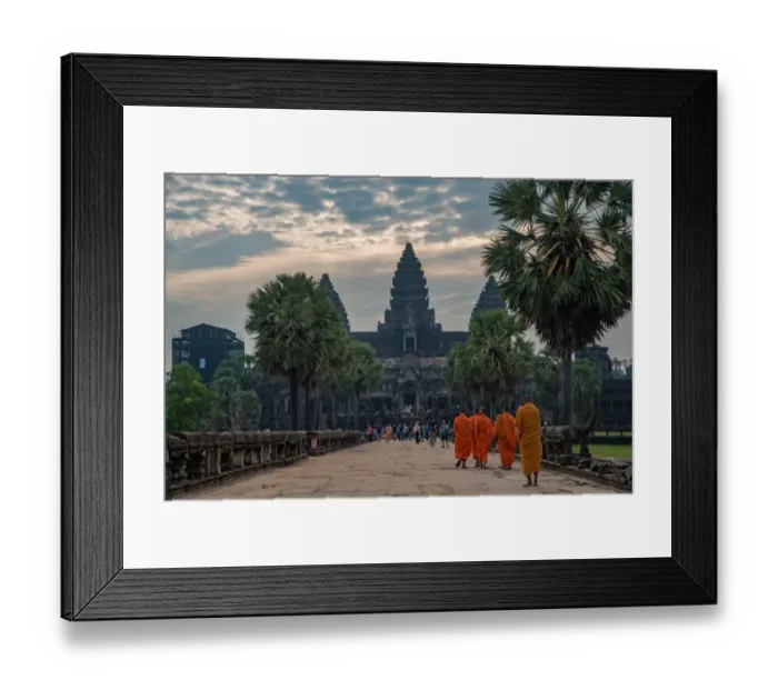 Framed Print : Angkor Wat with monk. Famous landmark, place of worship and popular tourist travel destination in Asia Framed Print : Angkor Wat with monk. Famous landmark, place of worship and popular tourist travel destination in Asia