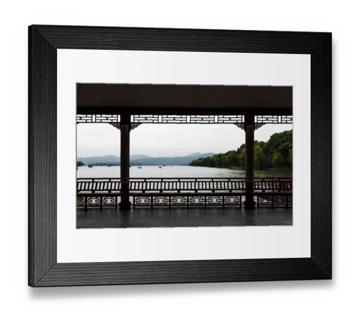 Framed Print : Scene Of the West Lake Seen From Pavilion, Hangzhou, China Framed Print : Scene Of the West Lake Seen From Pavilion, Hangzhou, China