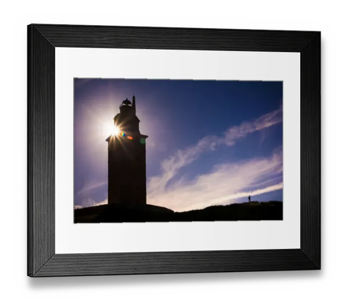 Framed Print : Silhouette of Hercules Tower at sunset Framed Print : Silhouette of Hercules Tower at sunset