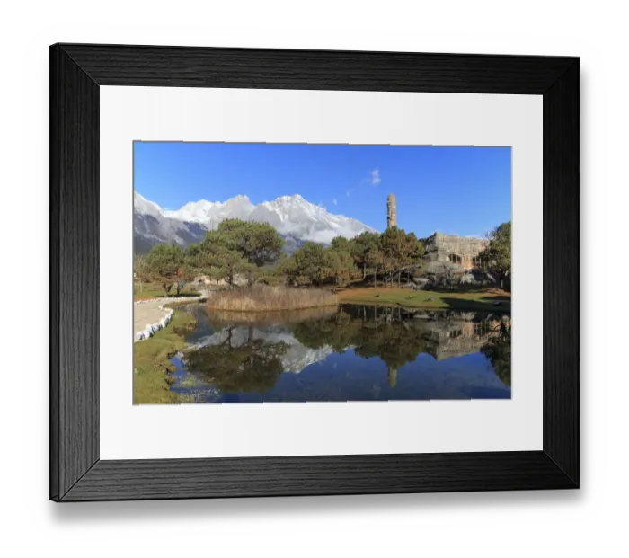 Framed Print : Chinese landscape with the Jade Dragon Snow Mountain in Yunnan on background Framed Print : Chinese landscape with the Jade Dragon Snow Mountain in Yunnan on background