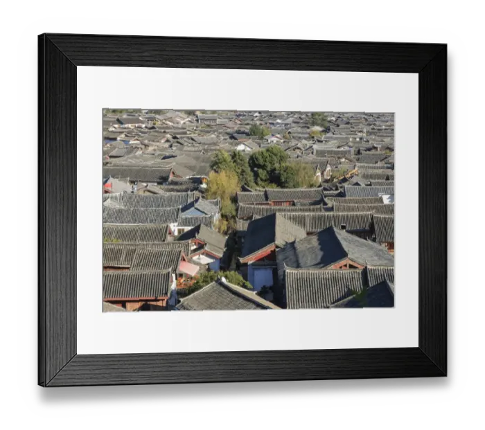 Framed Print : Aerial view of Lijiang Old Town in Yunnan, China Framed Print : Aerial view of Lijiang Old Town in Yunnan, China