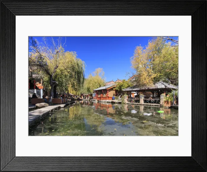 Framed Print : Main square of ShuHe Old Town, not far from Lijiang Old Town