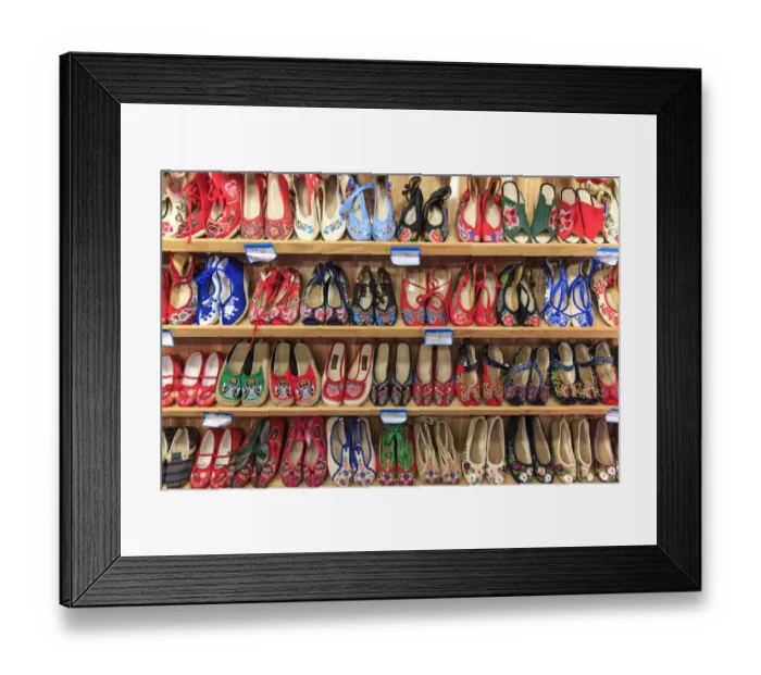 Framed Print : Close up of hand made shoes in Lijiang Framed Print : Close up of hand made shoes in Lijiang