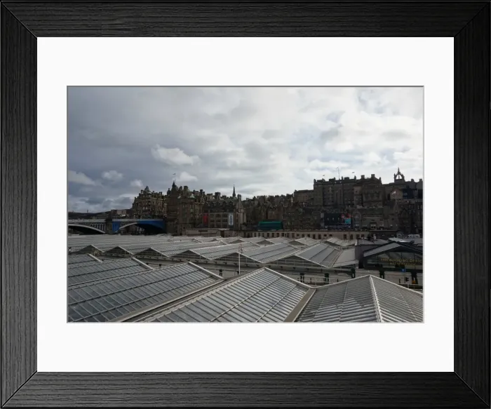 Framed Print : Old City and Rooftops of Waverley Station, Edinburgh, United Kingdom Framed Print : Old City and Rooftops of Waverley Station, Edinburgh, United Kingdom