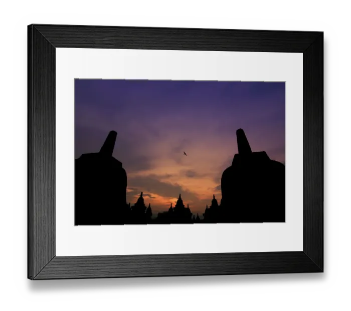 Framed Print : Silhouette of stupas at Borobudur temple Framed Print : Silhouette of stupas at Borobudur temple