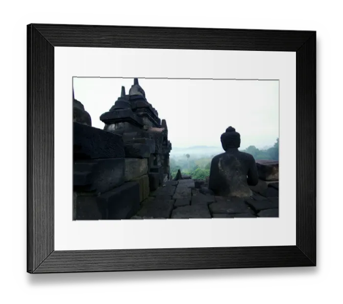 Framed Print : Buddha statue overlooking mountains Framed Print : Buddha statue overlooking mountains