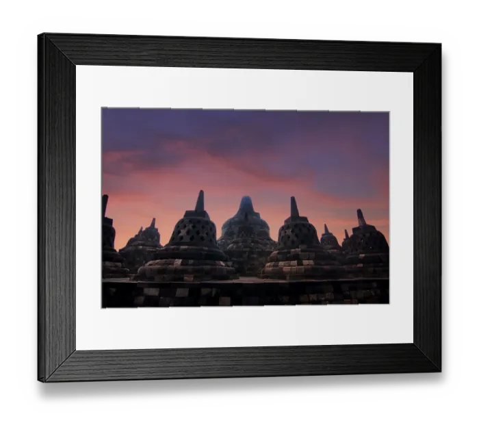 Framed Print : Stupas with dawn sky background Framed Print : Stupas with dawn sky background