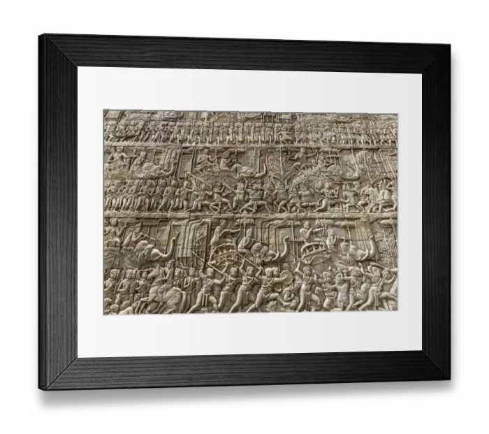 Framed Print : The Bas Relief of Bayon Temple in Angkor Thom Framed Print : The Bas Relief of Bayon Temple in Angkor Thom