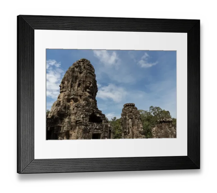 Framed Print : Stone Faces at Bayon Temple in Angkor Thom