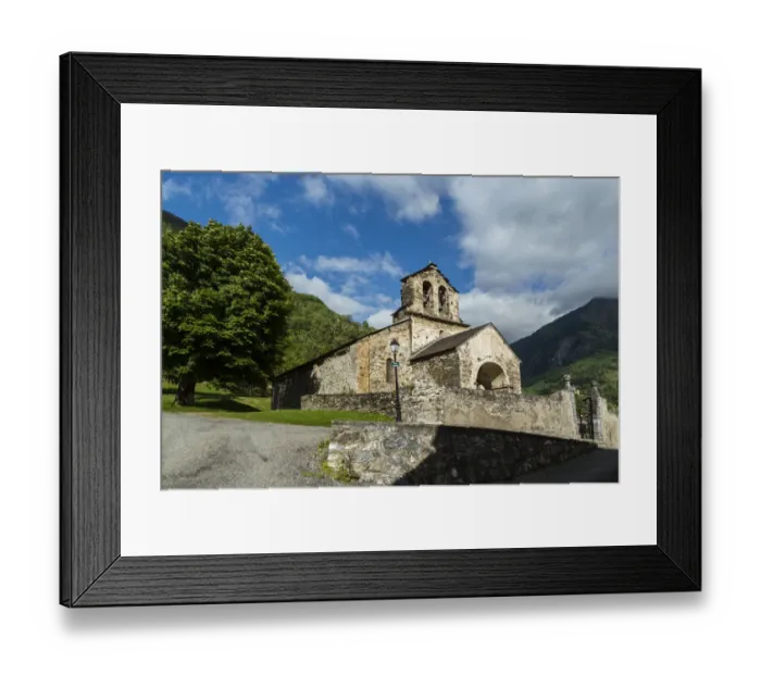 Framed Print : The church at Esquieze Sere, Hautes Pyrenees, France