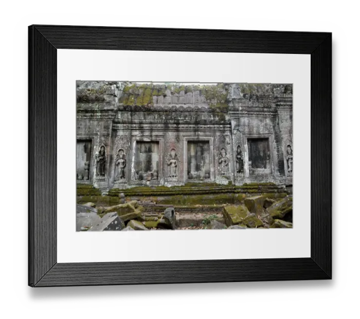 Framed Print : Stone wall engraving at Ta Prohm temple Angkor Cambodia