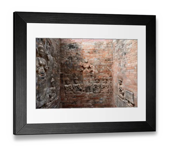 Framed Print : Engraving on the walls of Prasat Kravan temple Angkor Cambodia Framed Print : Engraving on the walls of Prasat Kravan temple Angkor Cambodia