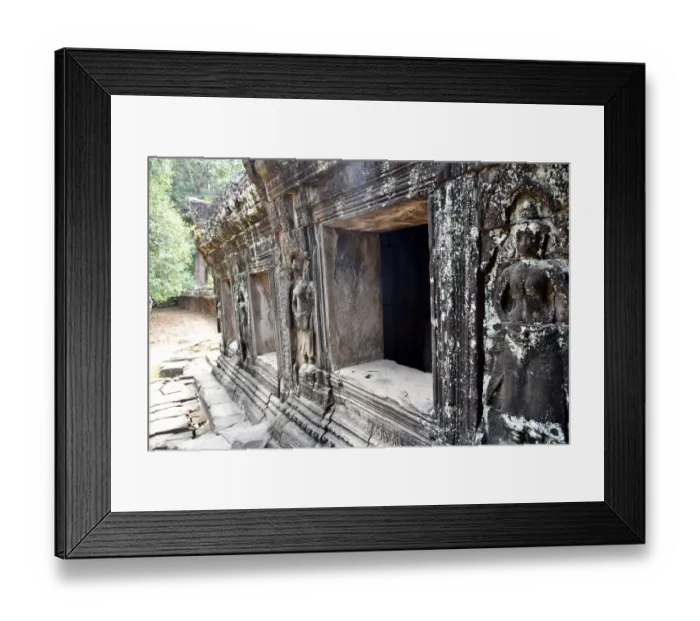 Framed Print : carved sculpture inside Banteay Kdei temple Angkor Cambodia