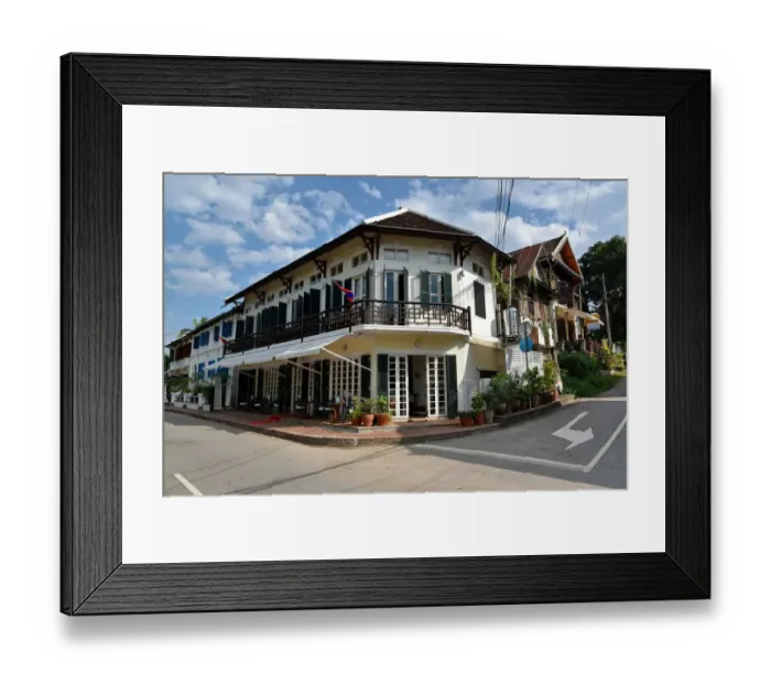 Framed Print : Colonial house Luang prabang street Laos Asia