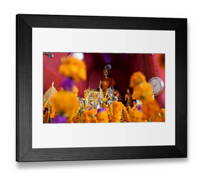 Framed Print : Flower with gold buddha Asia Framed Print : Flower with gold buddha Asia
