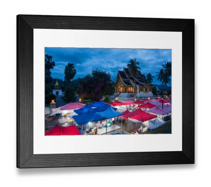 Framed Print : The Haw Pha bang or The royal place with Night market Framed Print : The Haw Pha bang or The royal place with Night market