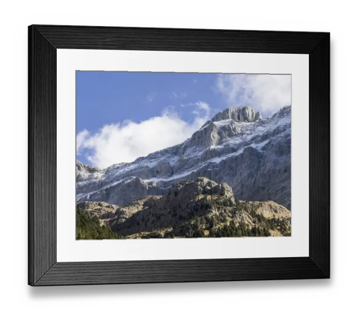 Framed Print : ops of big rocky covered with snow mountains in autumn a day of blue sky Framed Print : ops of big rocky covered with snow mountains in autumn a day of blue sky