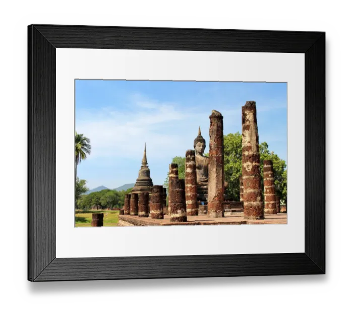 Framed Print : Landscape of Wat Mahathat temple Sukhothai Thailand Framed Print : Landscape of Wat Mahathat temple Sukhothai Thailand