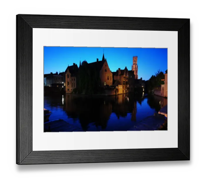 Framed Print : A view of Bruges old city and its canals at dusk Framed Print : A view of Bruges old city and its canals at dusk