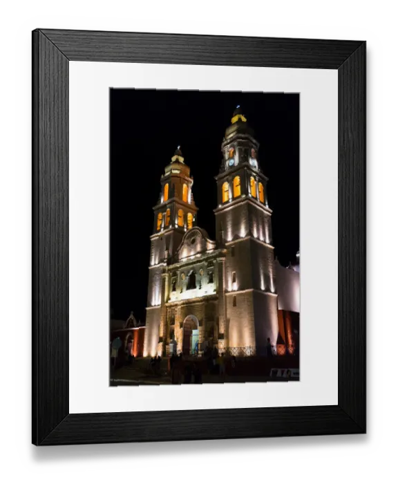 Framed Print : Cathedral at night, Campeche Framed Print : Cathedral at night, Campeche