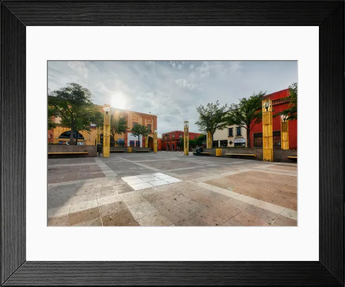Framed Print : Plaza ConstituciAon (Constitution Plaza) - Downtown Queretaro, Mexico