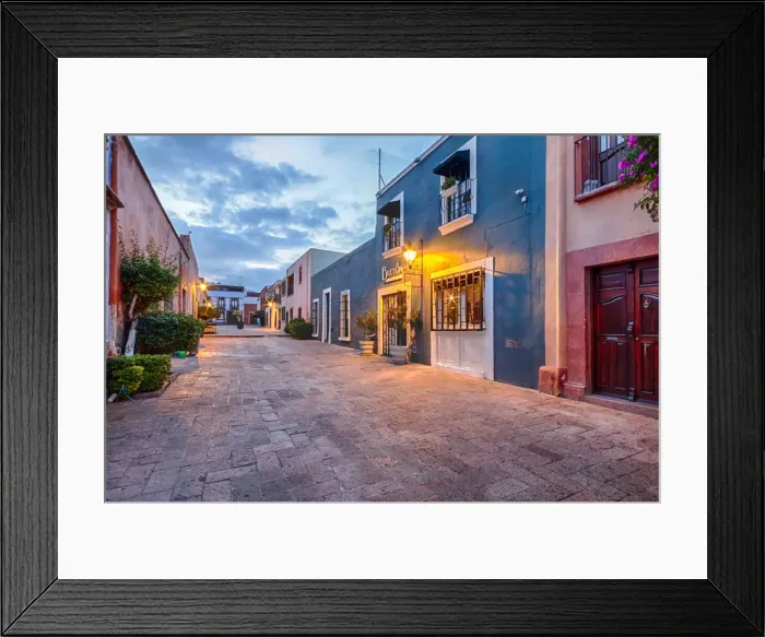 Framed Print : Pedestrian walkways of downtown Queretaro, Mexico at night Framed Print : Pedestrian walkways of downtown Queretaro, Mexico at night