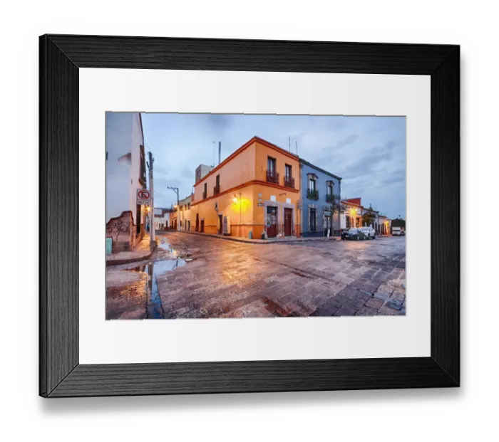 Framed Print : Streets of downtown Queretaro, Mexico at dawn