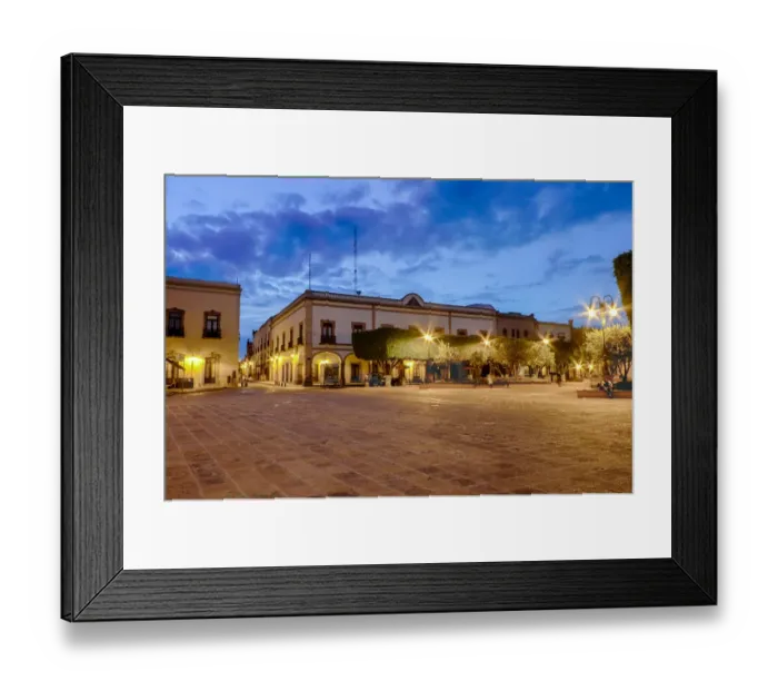 Framed Print : Pedestrian walkways of downtown Queretaro, Mexico at night Framed Print : Pedestrian walkways of downtown Queretaro, Mexico at night