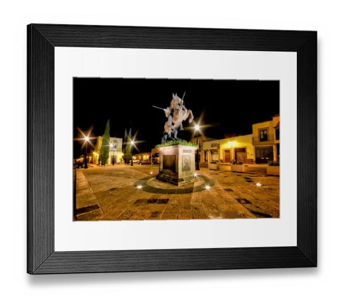 Framed Print : Ecuestre del ApAostol Santiago el Mayor statue - in Queretaro, Mexico - at night Framed Print : Ecuestre del ApAostol Santiago el Mayor statue - in Queretaro, Mexico - at night