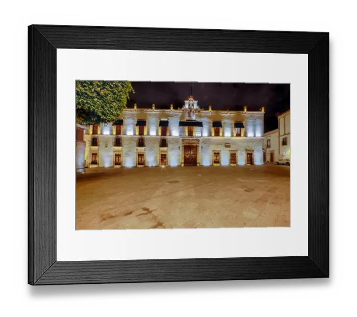 Framed Print : Palacio de la Corregidora, which houses the State Government Offices, at night - Queretaro, Mexico