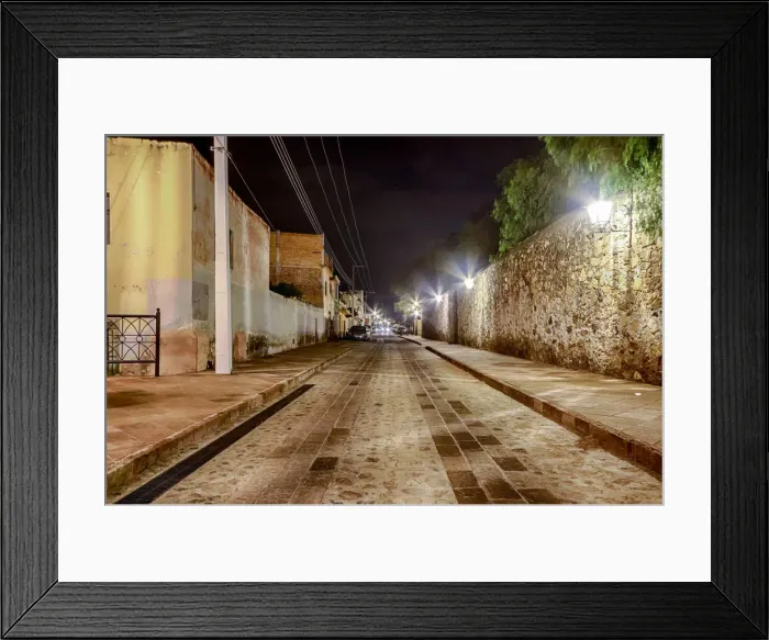 Framed Print : The streets of downtown Queretaro, Mexico at night