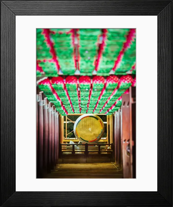 Framed Print : Giant Drum in Bulguksa Buddhist Temple at night Framed Print : Giant Drum in Bulguksa Buddhist Temple at night