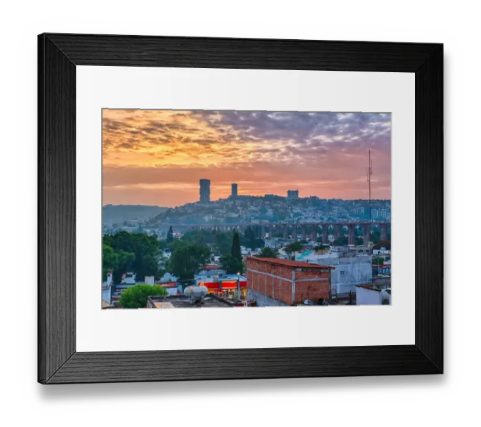 Framed Print : A vantage point view of Queretaro, Mexico at dawn