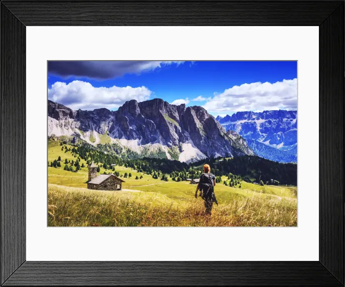 Framed Print : Trekking on Seceda mountain Framed Print : Trekking on Seceda mountain